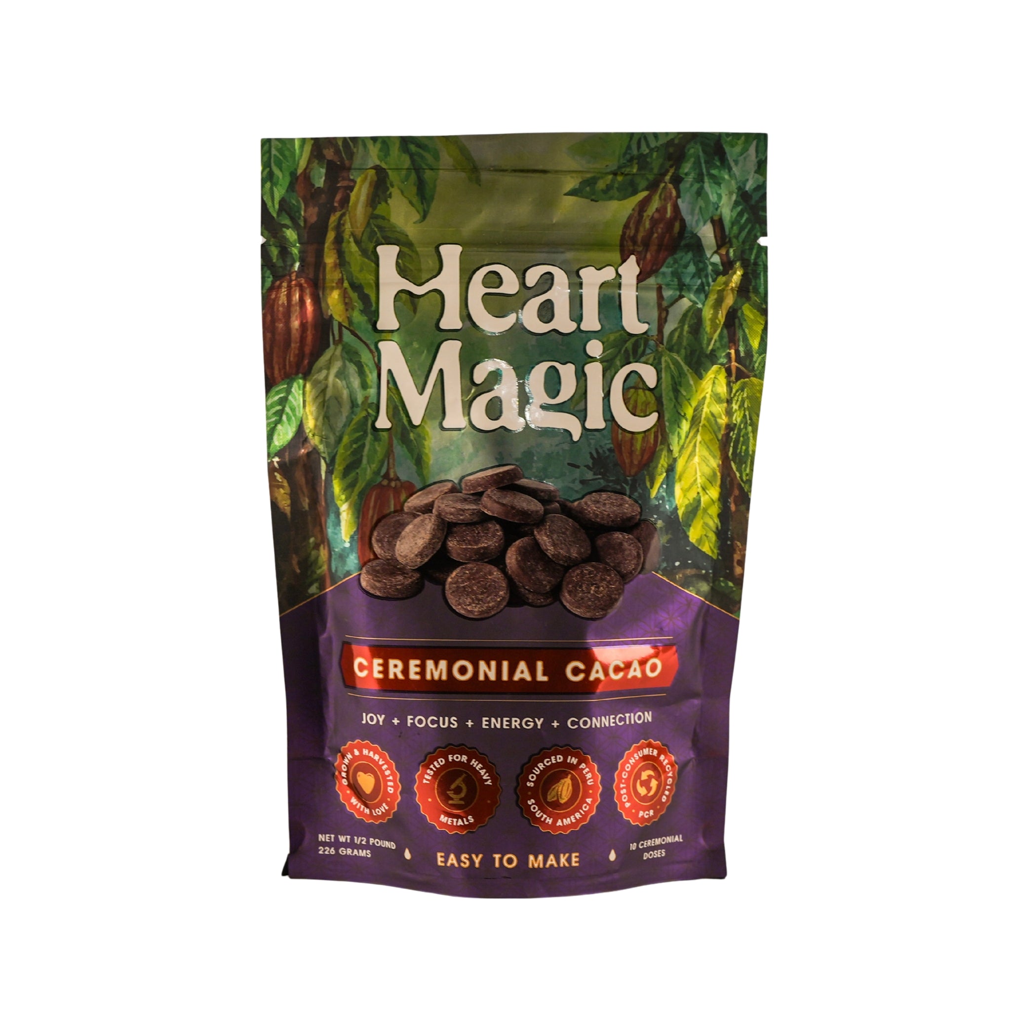 Heart Magic Ceremonial Cacao pouch for focus, energy, and connection
